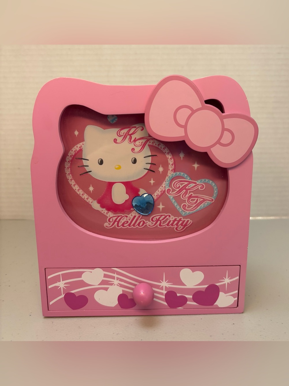 SANRIO Hello Kitty Vintage 2006 Animated Heart Musical Jewelry Box Pink Rare HTF